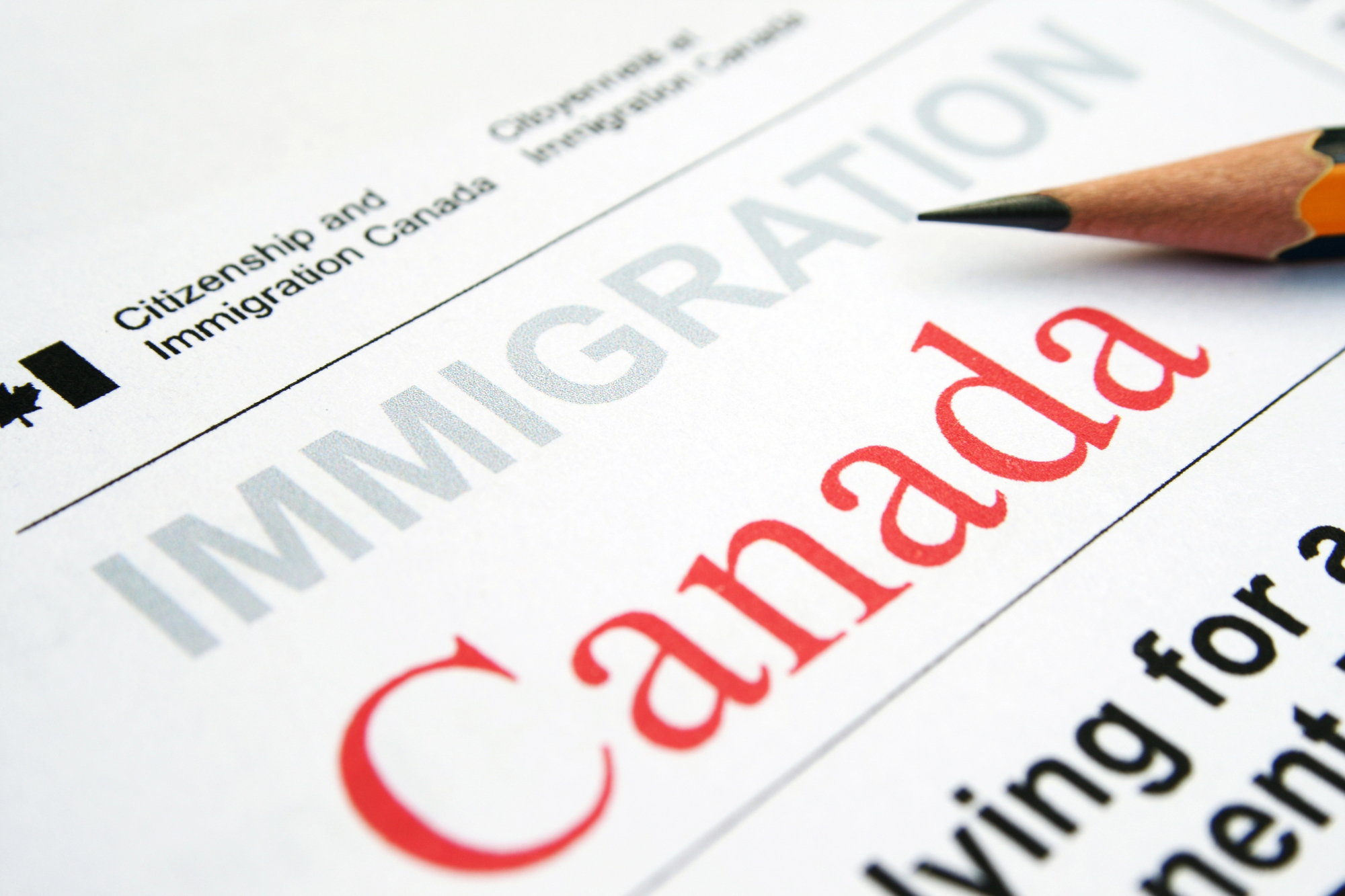 A Canadian immigration application with the words Immigration and Canada visible